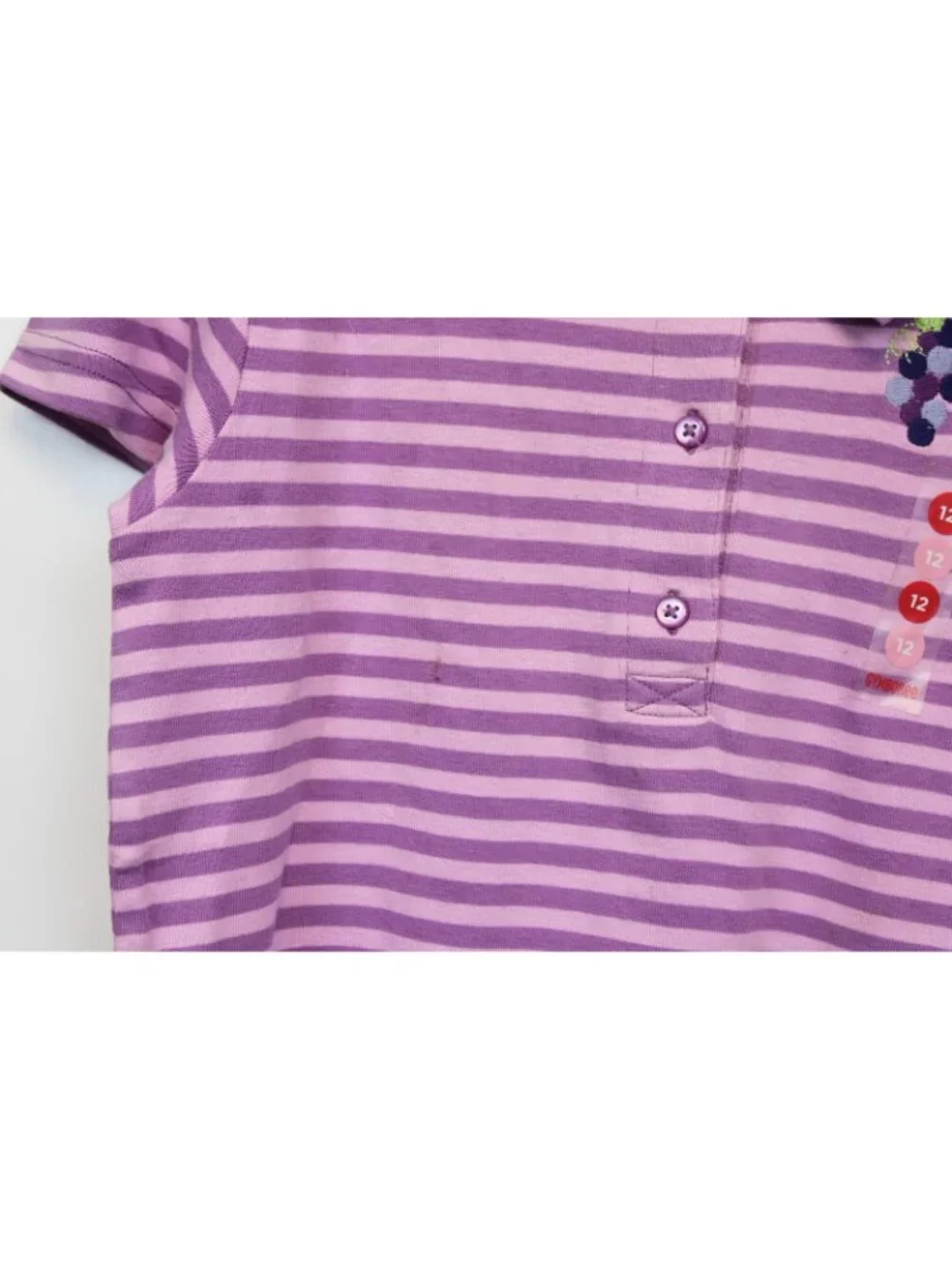 2007 Gymboree Pretty Preppy Striped Purple Polo Shirt sz 12 Embroidered Grapes